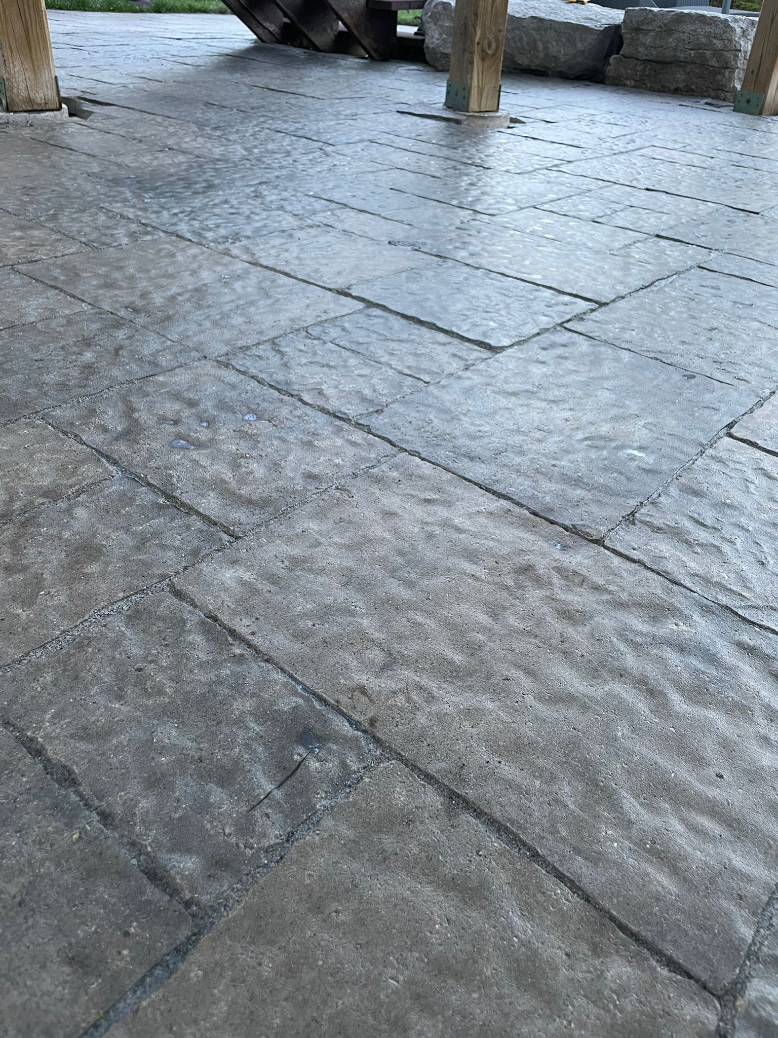 Sealed stamped concrete patio